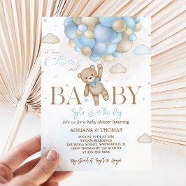 Invitación Ducha de bebé niño Oso Azul