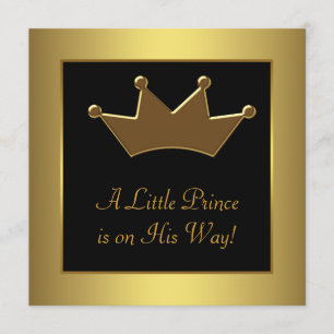 Invitación Ducha de bebé niño príncipe corona de oro