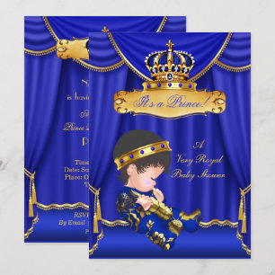 Invitación Ducha de bebé niño príncipe Cortinas azul real Mor
