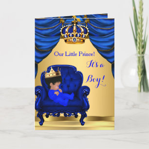 Invitación Ducha de bebé Niño Principito Azul Real Doble
