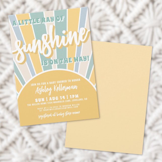 Invitación Ducha de bebé Niño Retro Sol Brillante (Sunshine Retro Sun Boy Baby Shower Invitation)