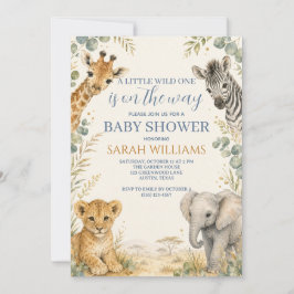 Invitación Ducha de Bebé Niño Safari Africano