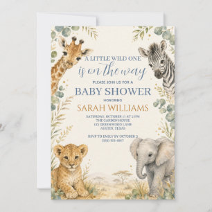 Invitación Ducha de Bebé Niño Safari Africano