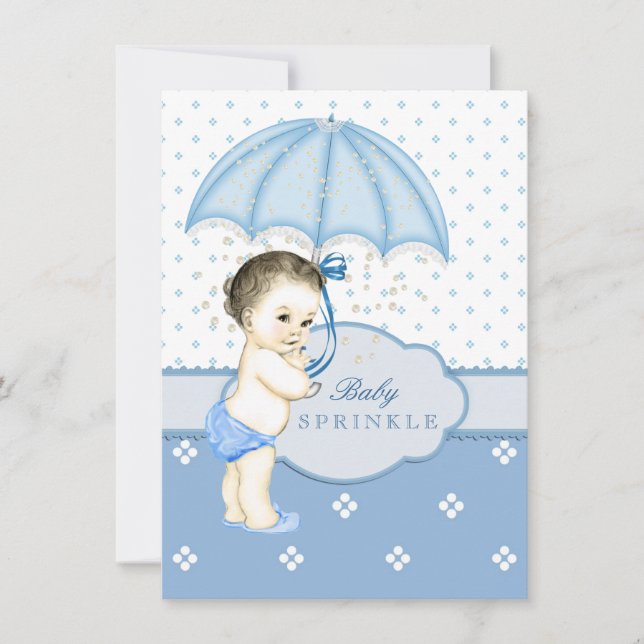 Invitación Ducha de bebé niño sprinkle azul (Anverso)
