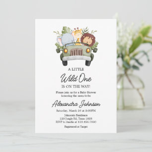 Invitación Ducha de Bebé Niño Tema de Coche Safari de la Jung