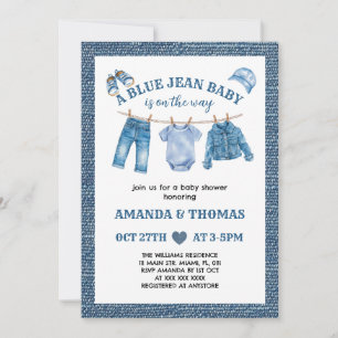 Invitación Ducha de bebé niño vaquero