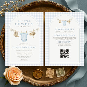 Invitación Ducha de bebé niño vaquero todo en uno