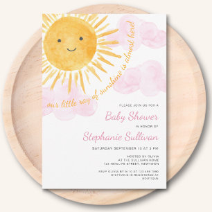 Invitación Ducha de Bebé Nube de Sol Niña