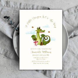 Invitación Ducha de Bebé Nube Estrella Bebé Dragón Mítico