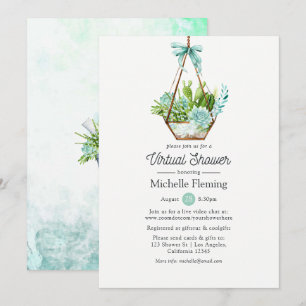 Invitación Ducha de bebé o de boda virtual en terrario de vid