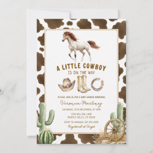Invitación Ducha de bebé occidental de vaquero pequeño con es