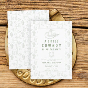 Invitación Ducha de bebé occidental vaquero verde Toile de Jo