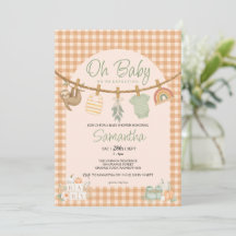 Ducha de bebé Oh Baby Boho Naranja Gingham Cuerda 