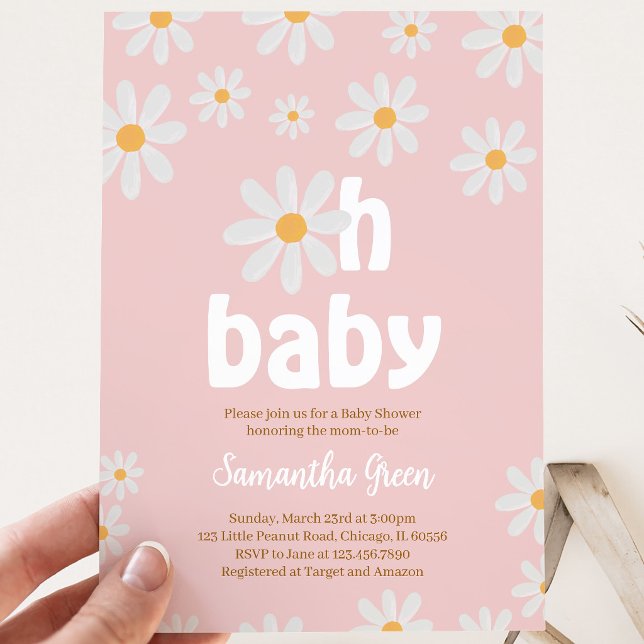 Invitación Ducha de Bebé Oh Baby Daisy (Subido por el creador)