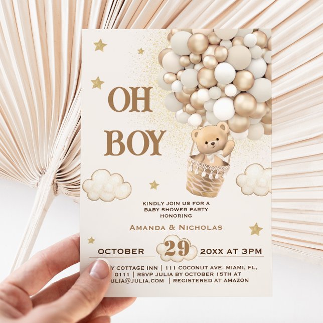 Invitación Ducha de bebé Oh Boy (Subido por el creador)