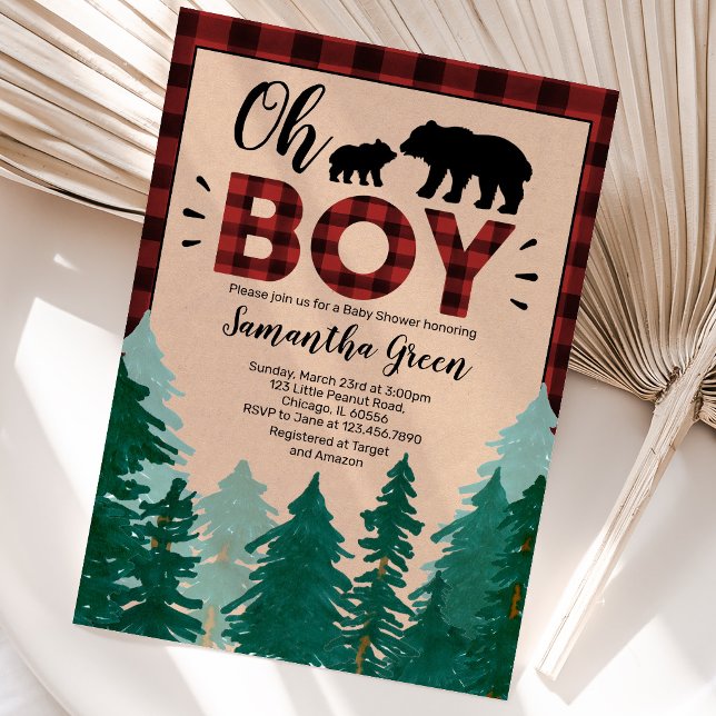 Invitación Ducha de bebé Oh Boy Lumberjack (Subido por el creador)