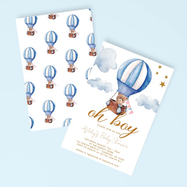 Invitación Ducha de bebé Oh Boy Teddy Bear (Subido por el creador)