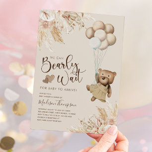 Invitación Ducha de Bebé Oso de Peluche Boho Pasto de las Pam