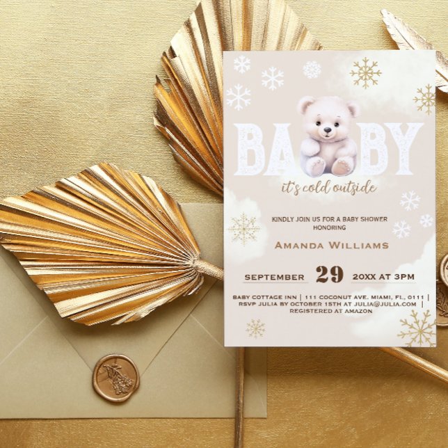 Invitación Ducha de Bebé Oso Polar Blanco de Invierno (Subido por el creador)
