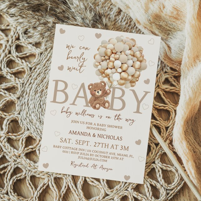 Invitación Ducha de Bebé 'Oso que Apenas Podemos Esperar' (Subido por el creador)