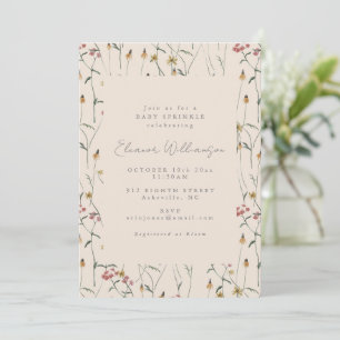 Invitación Ducha de bebé otoñal boho de flores silvestres