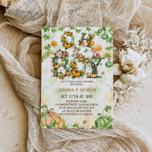 Invitación Ducha de bebé otoñal de animales del bosque y cala