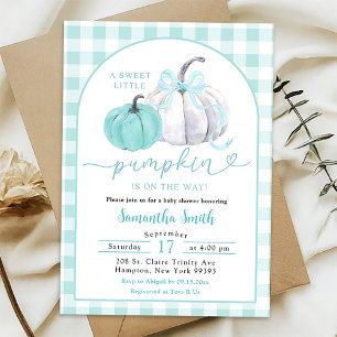 Invitación Ducha de bebé otoñal de calabaza Preppy menta verd