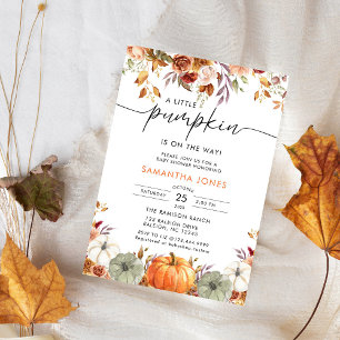 Invitación Ducha de bebé otoñal de pequeña calabaza sin géner
