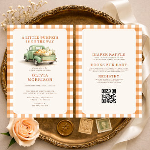 Invitación Ducha de bebé otoñal en un pequeño camión de calab