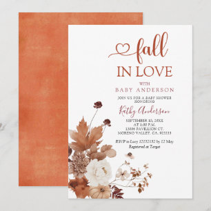 Invitación Ducha de bebé Otoño en amor Flor silvestre naranja
