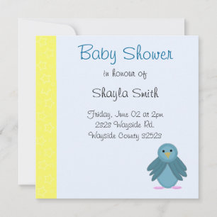 Invitación Ducha de Bebé Pajarito Azul