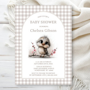 Invitación Ducha de Bebé Pájaro Rústico