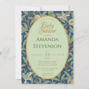 Invitación Ducha de Bebé Pájaros Granada Hojas Verdes Morris