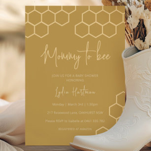 Invitación Ducha de Bebé Panal de Abeja para Mamá