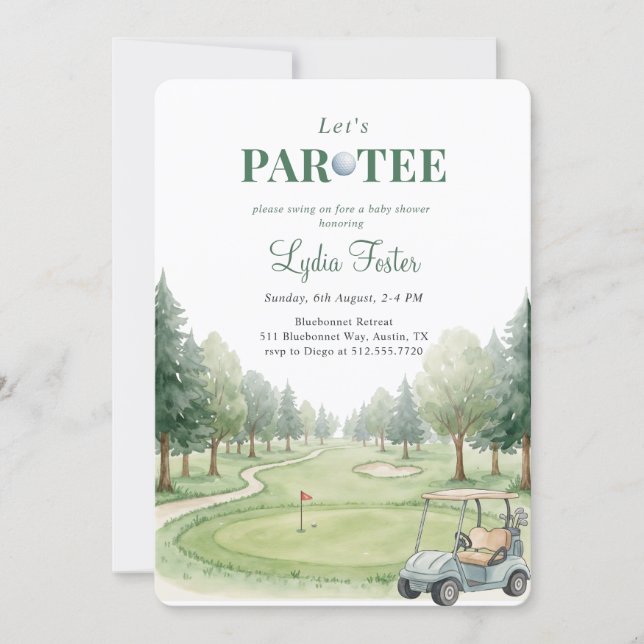 Invitación Ducha de bebé Par-Tee Niño del césped de golf (Anverso)