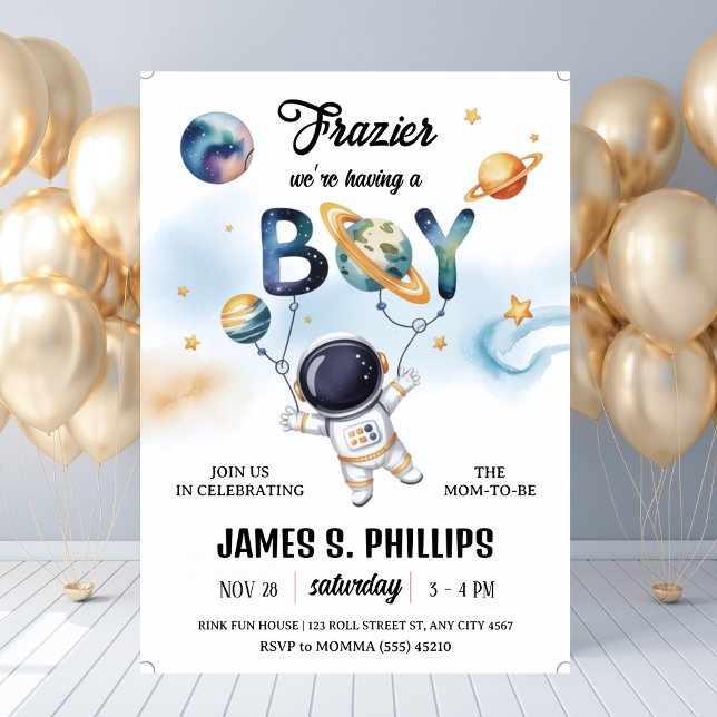 Invitación Ducha de bebé para astronauta en el espacio exteri (Outer Space Astronaut Baby Shower Invitation
)