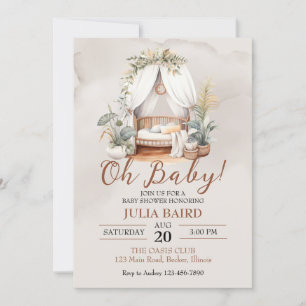 Invitación Ducha de bebé para cuna rústica boho