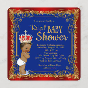Invitación Ducha de bebé para el príncipe real étnico