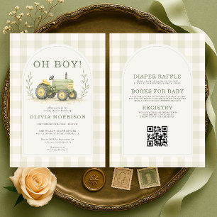Invitación Ducha de bebé para el tractorero todo en uno