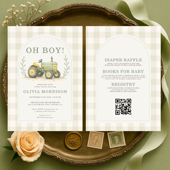 Invitación Ducha de bebé para el tractorero todo en uno (Subido por el creador)
