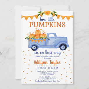 Invitación Ducha de bebé para gemelos varones Little Pumpkin