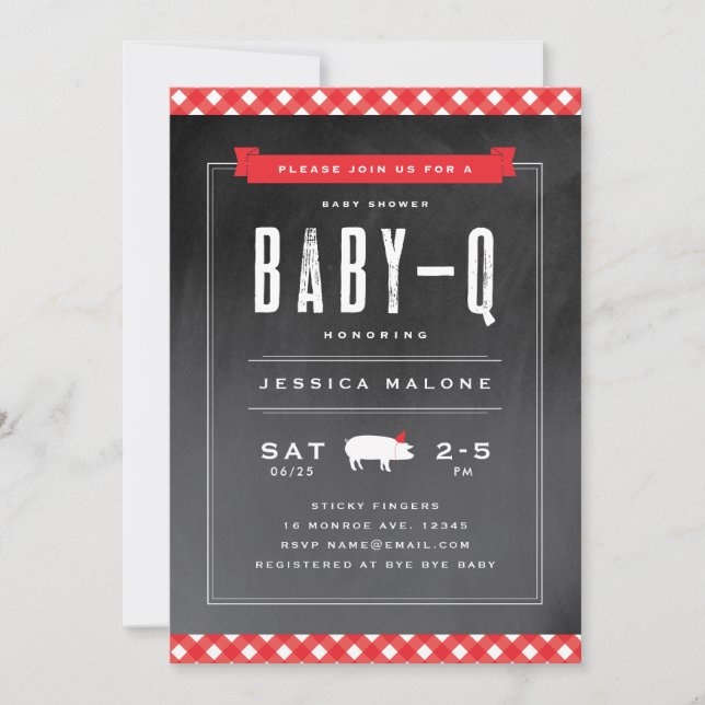 Invitación Ducha de bebé para Gingham Baby BBQ Baby (Anverso)