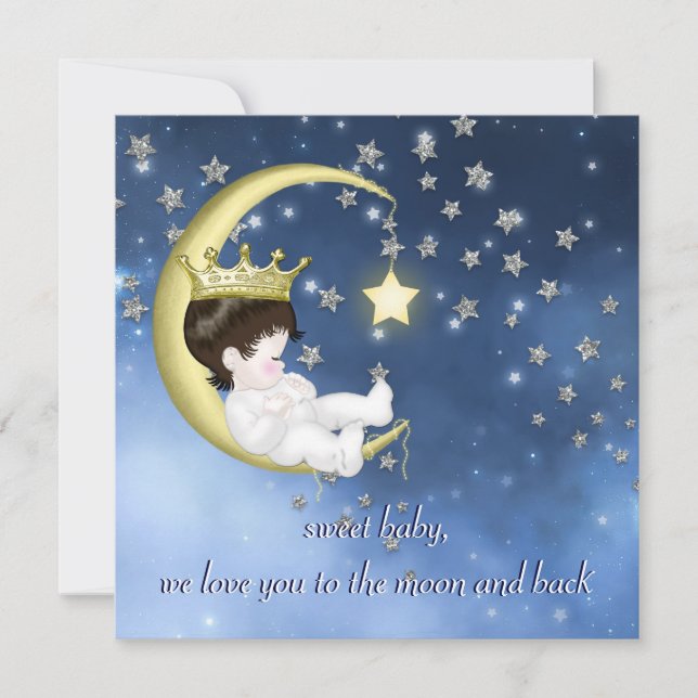 Invitación Ducha De Bebé Para La Luna (Anverso)