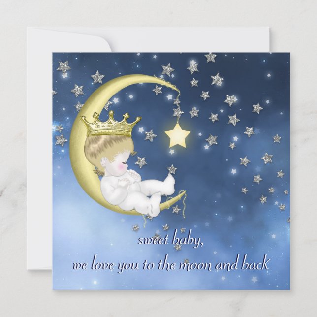 Invitación Ducha De Bebé Para La Luna (Anverso)