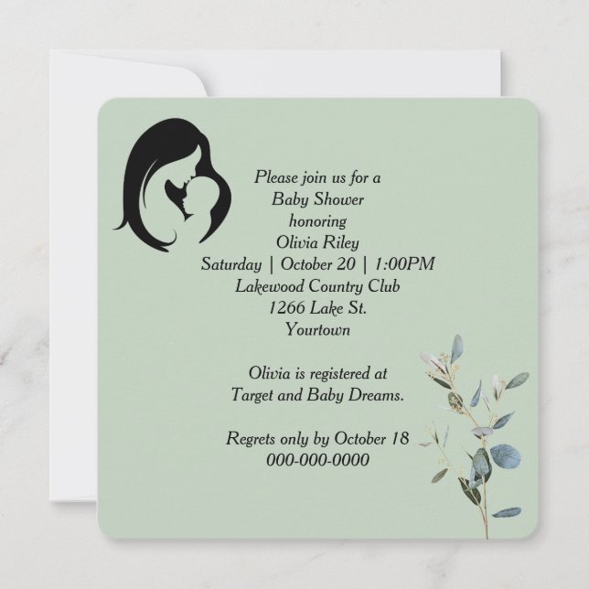 Invitación Ducha de bebé para madre e hijo (Anverso)