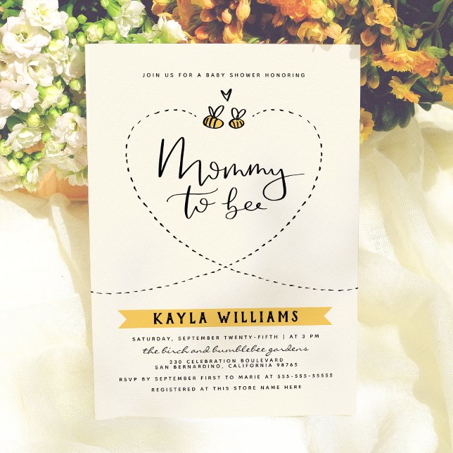 Invitación Ducha de Bebé para Mamá Abeja con Tema Neutral (Subido por el creador)