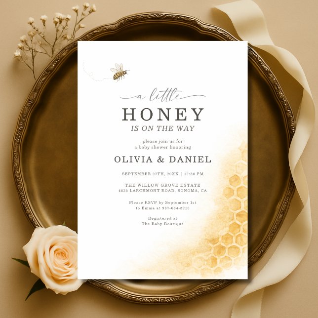 Invitación Ducha de Bebé para Parejas Abeja de Miel Pequeña (Subido por el creador)