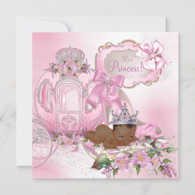 Invitación Ducha de bebé para princesa afroamericana real (Anverso)