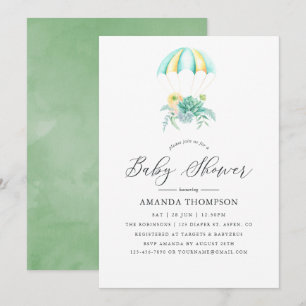 Invitación Ducha de Bebé Paracaídas de Ramo Floral