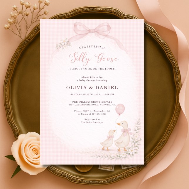 Invitación Ducha de Bebé Parejas Silly Goose Rosa (Subido por el creador)